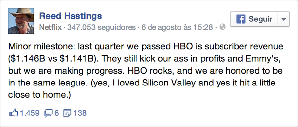 declaração do CEO da Netflix