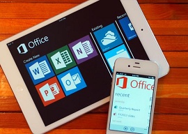 Ipad e iPhone com o app Office aberto