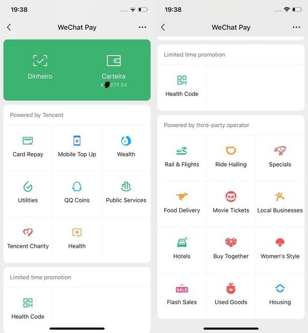 WeChat: inspiração para o para o superapp do Magalu Telas dos Wechat, maior inspiração para o superapp do Magalu