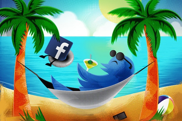 Ilustração mostrando que Twitter e Facebook deixam você "na boa"
