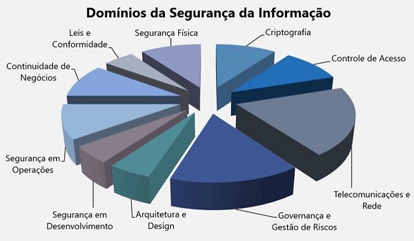 Grafico em pizza com domíinios da segurança da informação